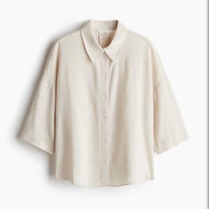 H&M 100% linen short sleeve button up shirt